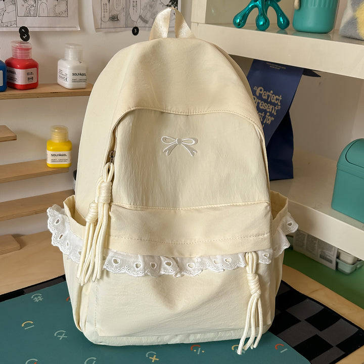 Stylish Embroidered Bow-Accent Backpack Kalsten