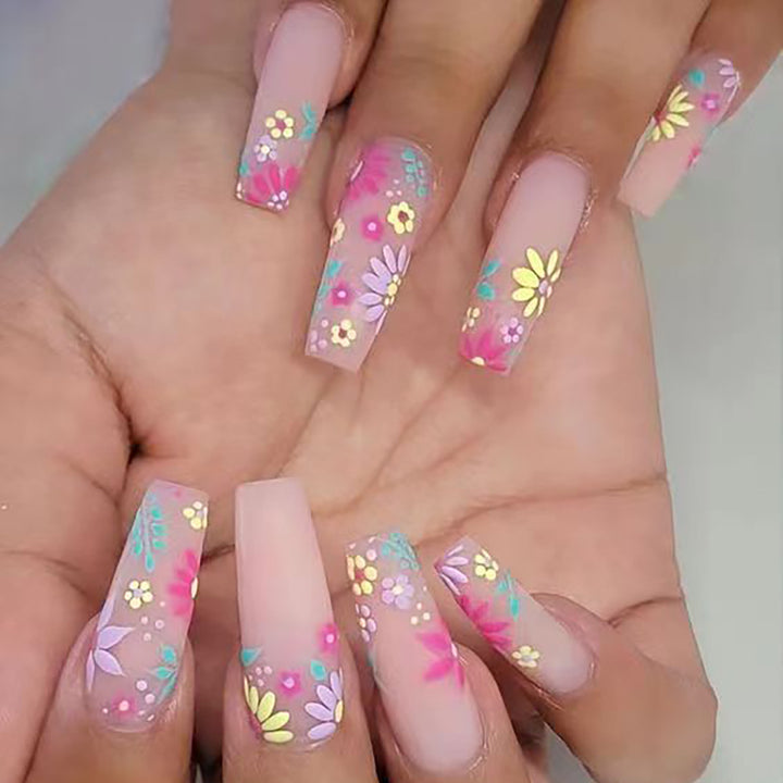 Decorative Floral Press-On Nail Art Kalsten