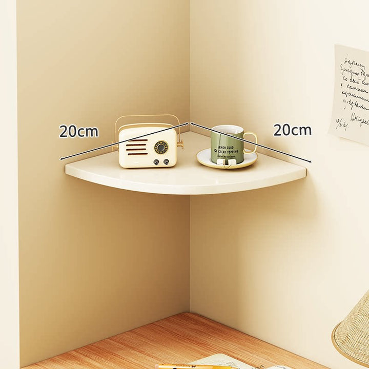 Triangular Floating Corner Shelf with Wood-Effect Surface & Heavy-Duty Metal Brackets