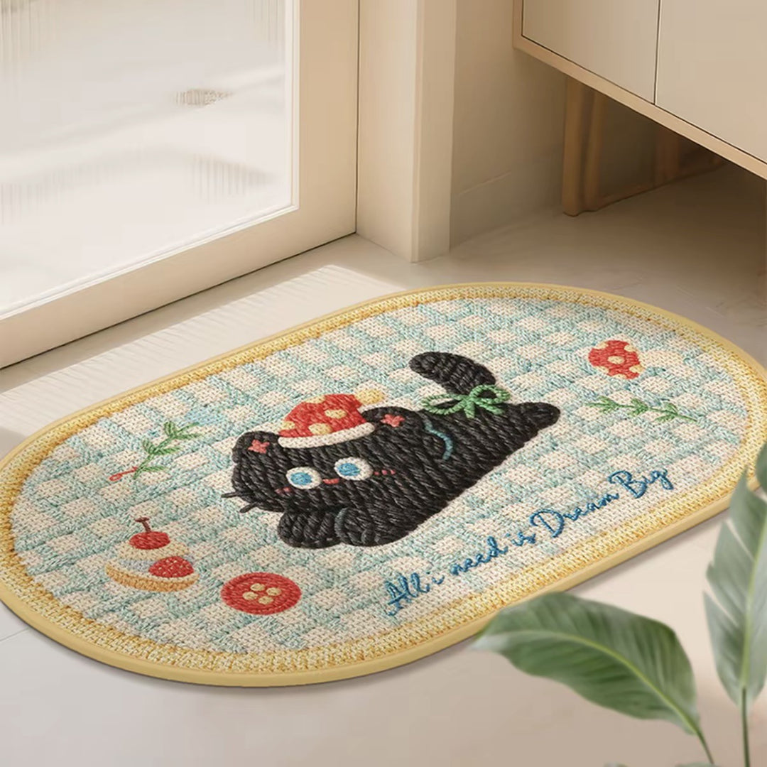 Cat-Themed Plush Doormat for Home Entryway
