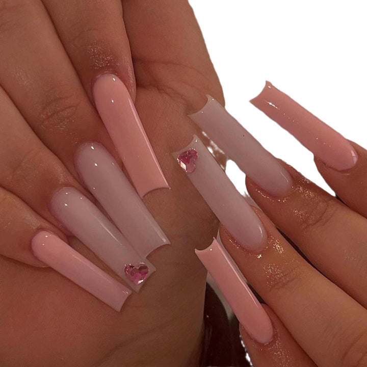Press-On Nail Extensions with Heart Accents Kalsten