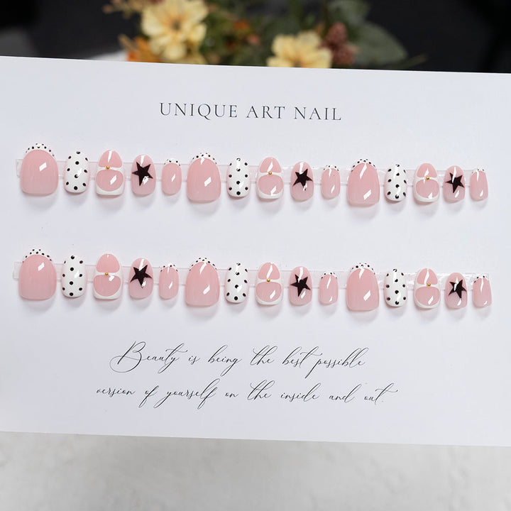 Artistic Polka Dot and Star Press-On Nails