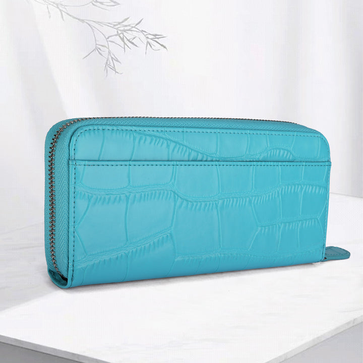 Crocodile-Embossed Zip-Around Wallet Kalsten