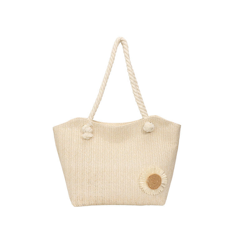 Decorative Floral Embellished Beach Tote Bag Kalsten