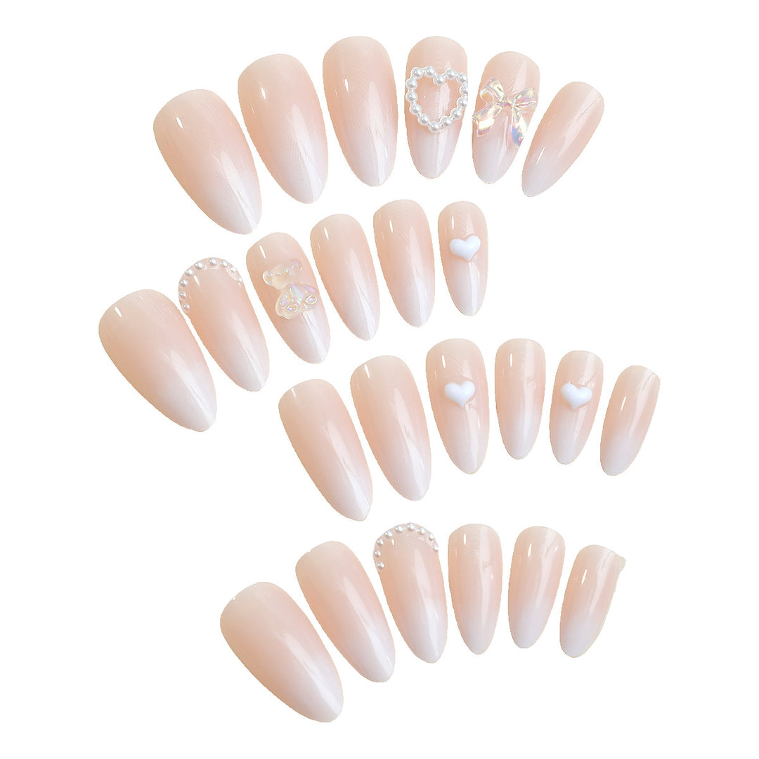 Elegant Press-On Nail Set with Decorative Floral Accents Kalsten