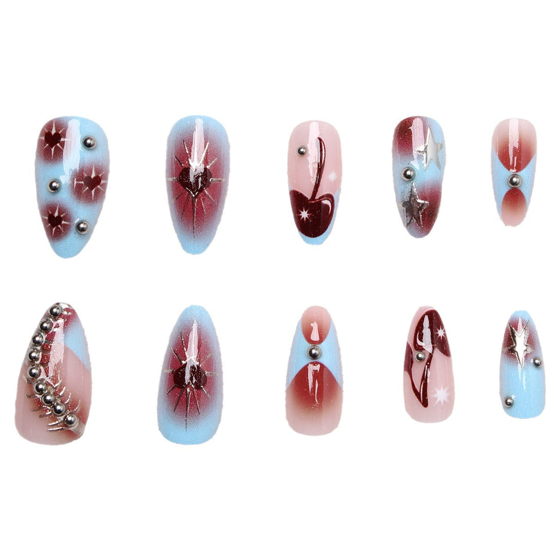Creative nail art set with artistic color gradients and glitter embellishments Kalsten