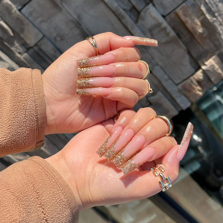 Glamorous Glittery Stiletto Press-On Nails Kalsten