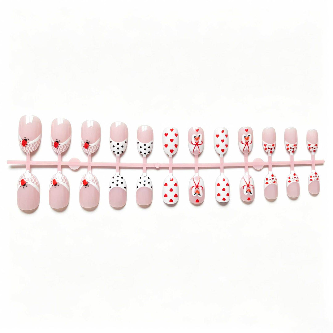 Heart-Themed Acrylic Nail Art