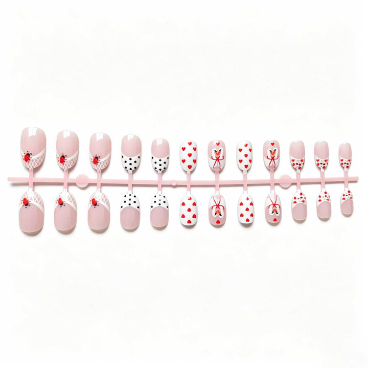 Heart-Themed Acrylic Nail Art