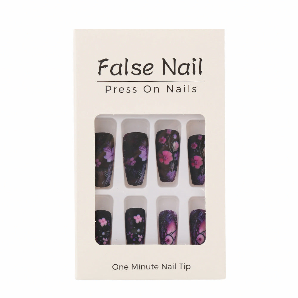 Artificial nails with floral and matte patterns Kalsten