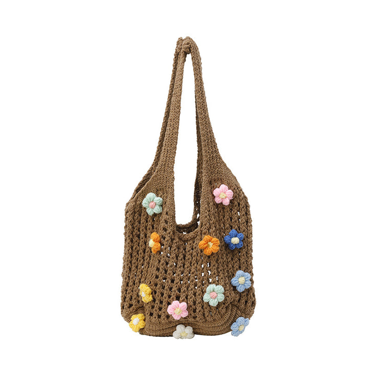 Floral Embellished Crochet Tote