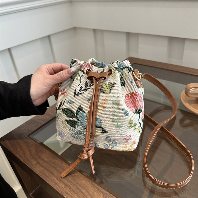 Bohemian Style Drawstring Bucket Bag