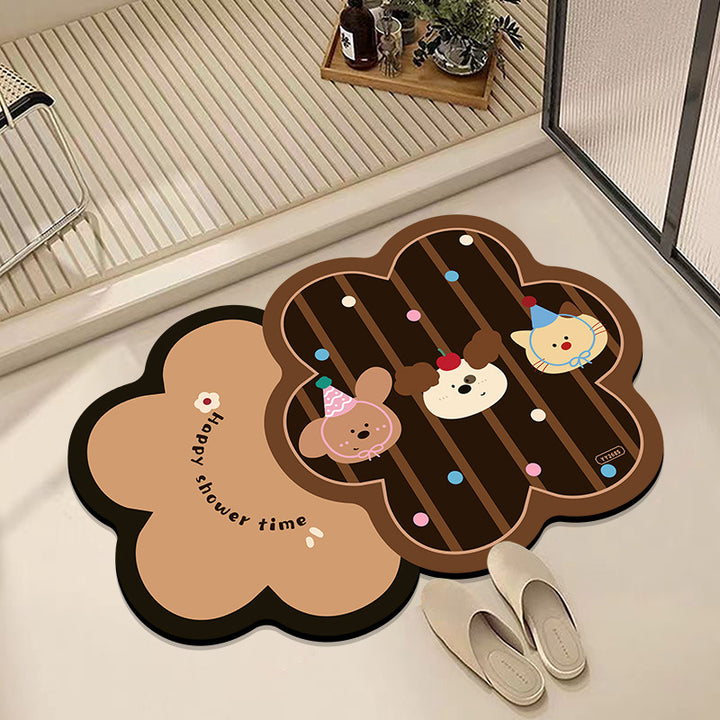 Cute Dog-Themed Plush Bath Mat