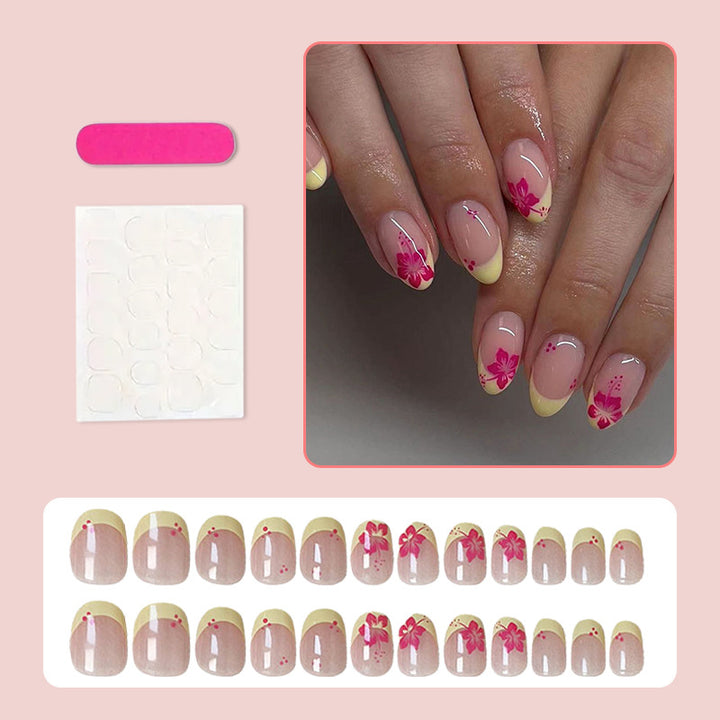 Artificial nail set with floral designs and elegant gradient Kalsten