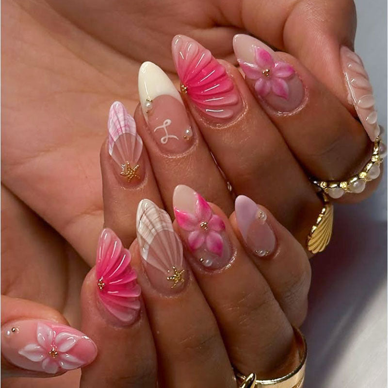 Floral-Designed Press-On Nail Set