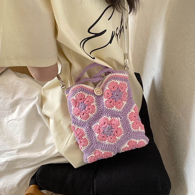 Crochet Floral Tote Bag