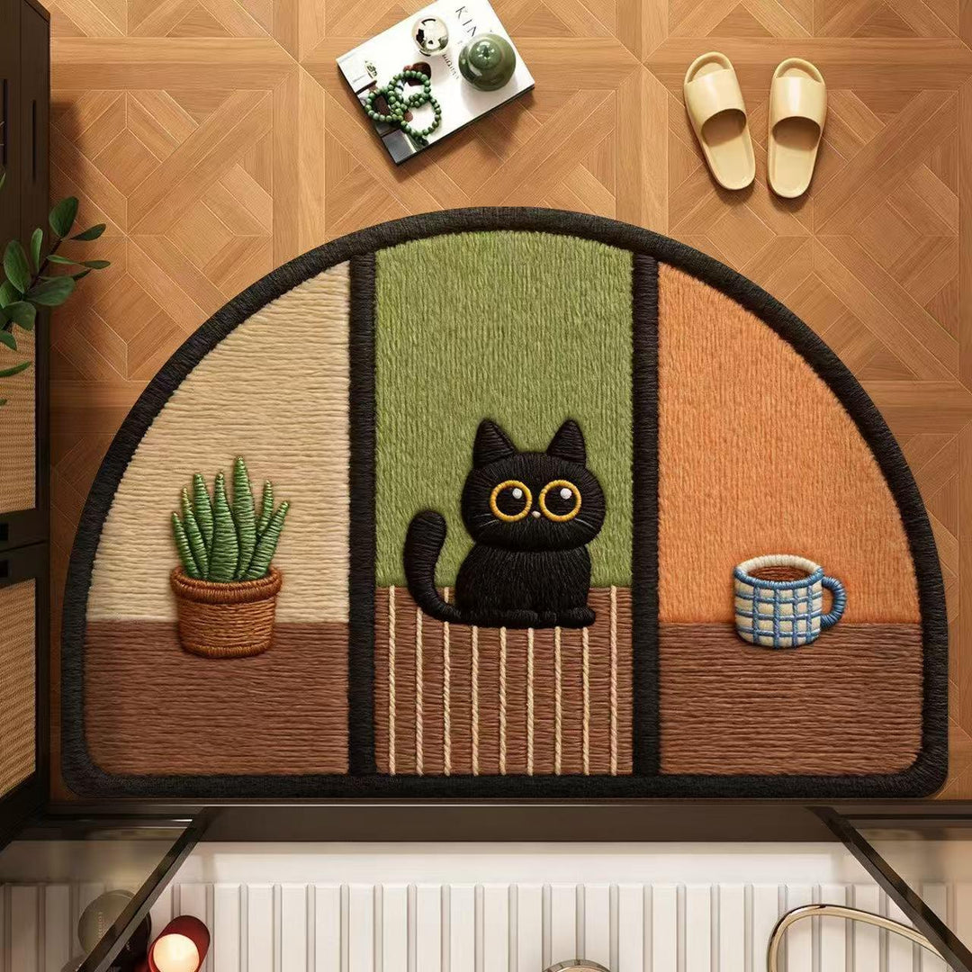 Playful Cartoon Cat-Themed Bath Mat