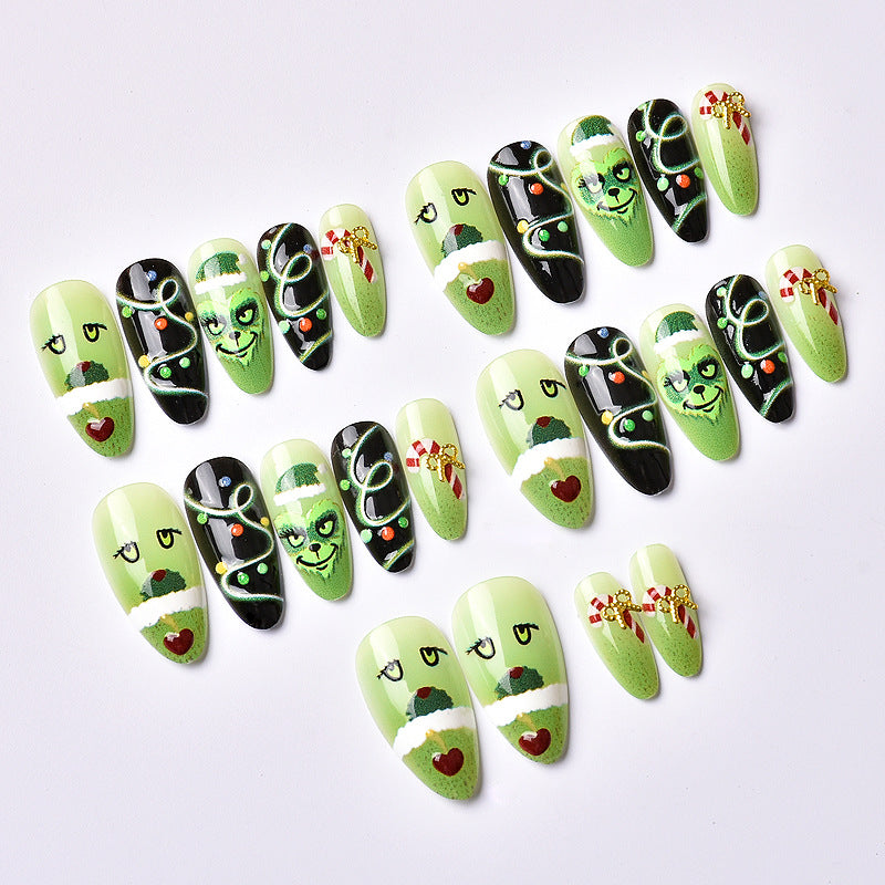 Whimsical Holiday-Themed Press-On Nail Art Set
