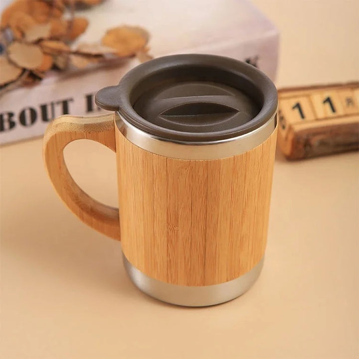 Women sustainable insulated coffee mug with wooden handle Kalsten