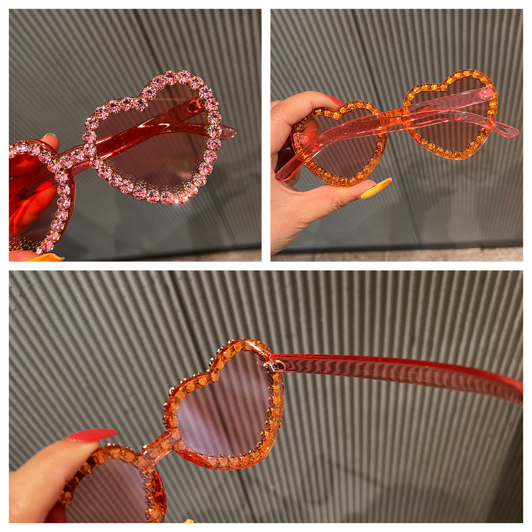 Women's Heart-Shaped Sunglasses with Rhinestone Decoration Kalsten