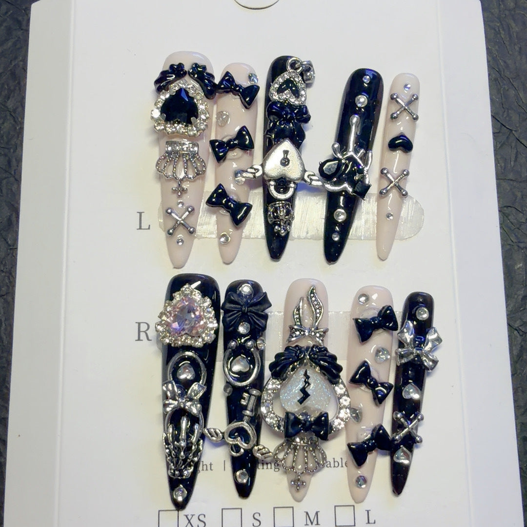 Gothic-Inspired Decorative Press-On Nail Set