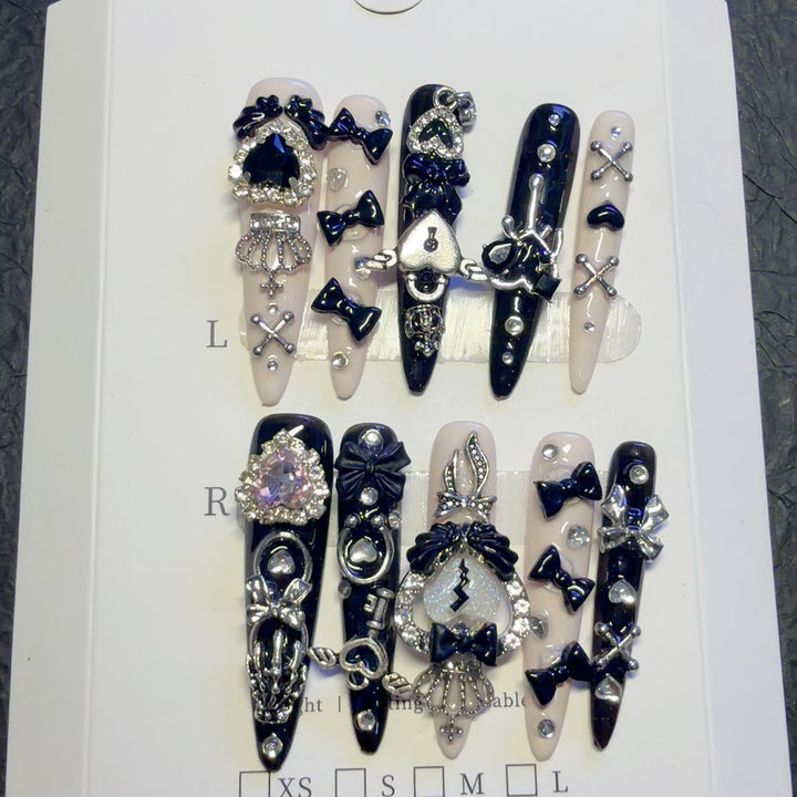Gothic-Inspired Decorative Press-On Nail Set