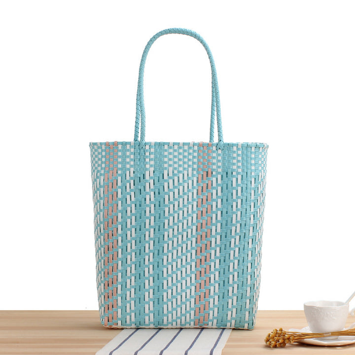 Braided tote bag with colorful design and sturdy handles Kalsten