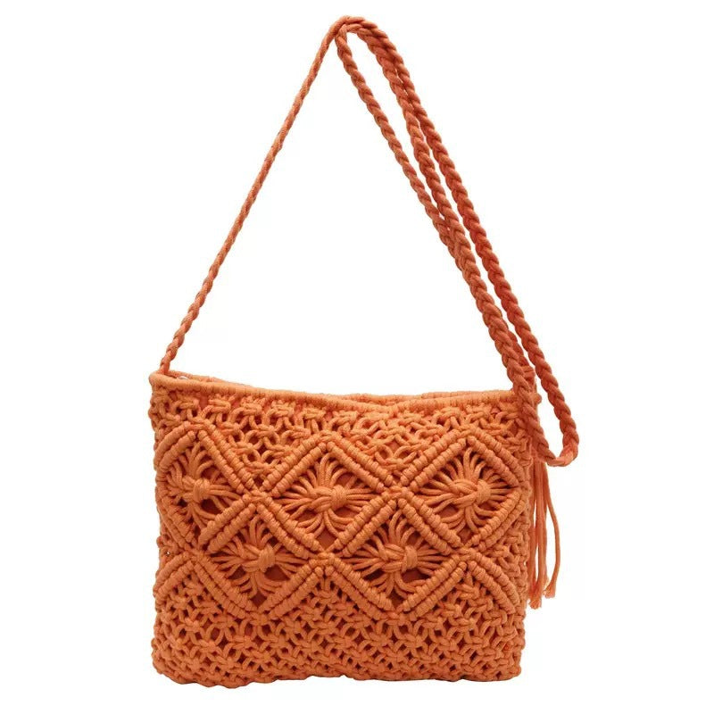Macramé Shoulder Bag with Artistic Knot Design Kalsten