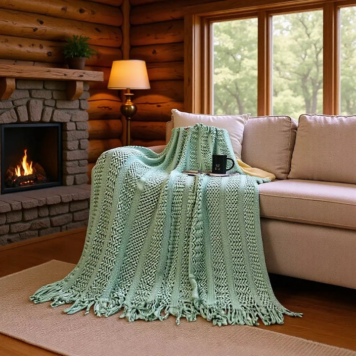 Textured Knit Throw Blanket Kalsten
