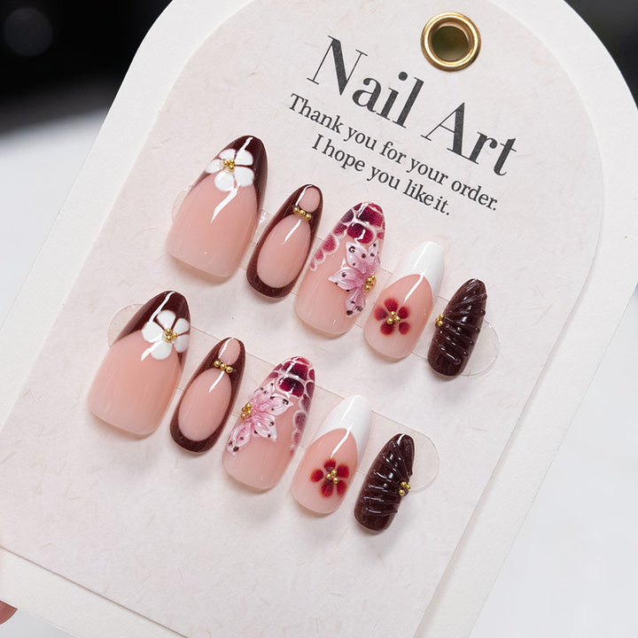 Artistic Floral Press-On Nails Set