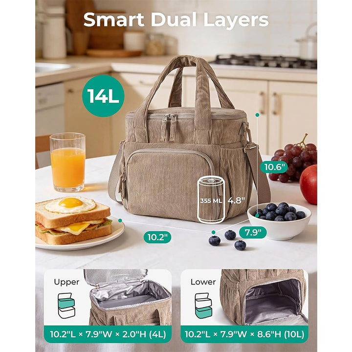 Insulated Multi-Compartment Lunch Cooler Tote Kalsten