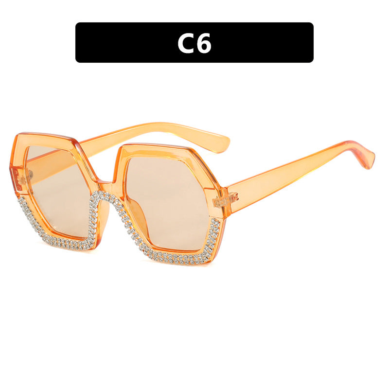 Women's extravagant sunglasses with hexagonal frame and rhinestone accents Kalsten