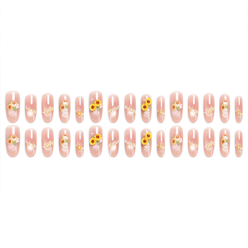 Artificial Nail Set with Luxurious Floral Decorations Kalsten