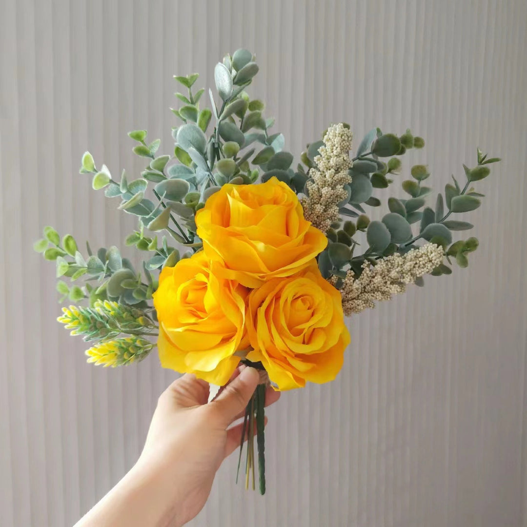 Lifelike Yellow Rose Bouquet Arrangement