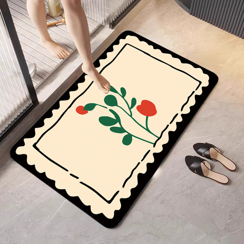 Decorative Floral Print Bath Mat Kalsten
