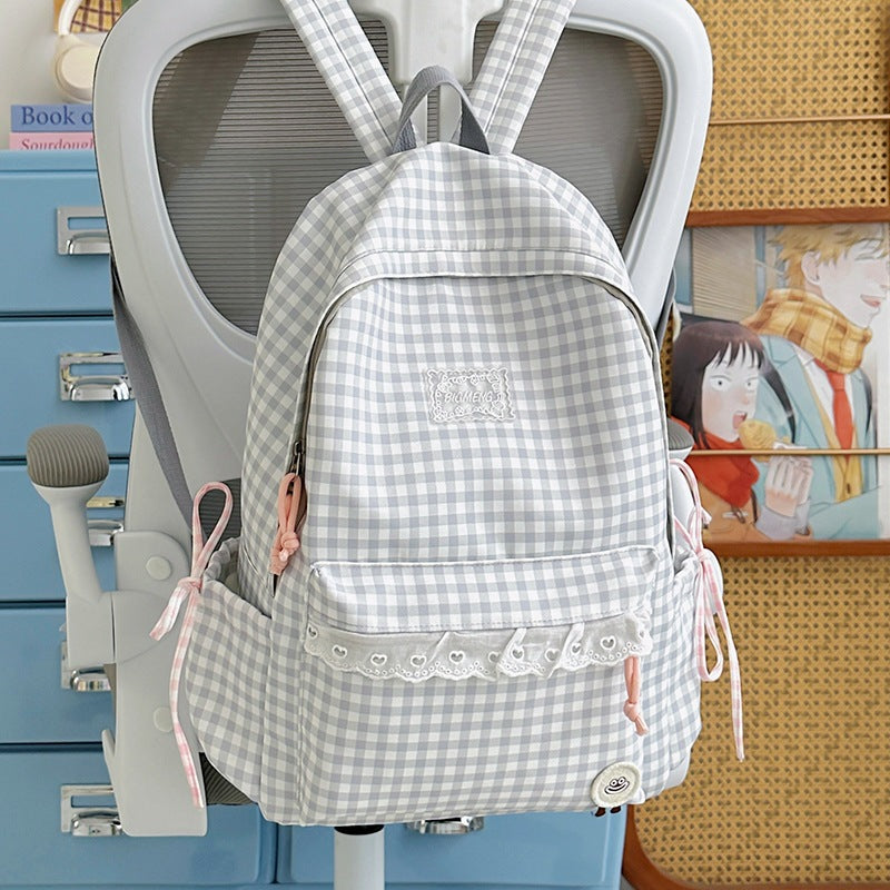 Cute Gingham Print Backpack Kalsten
