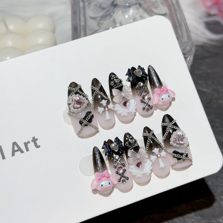 Gothic-Themed Decorative Press-On Nail Set