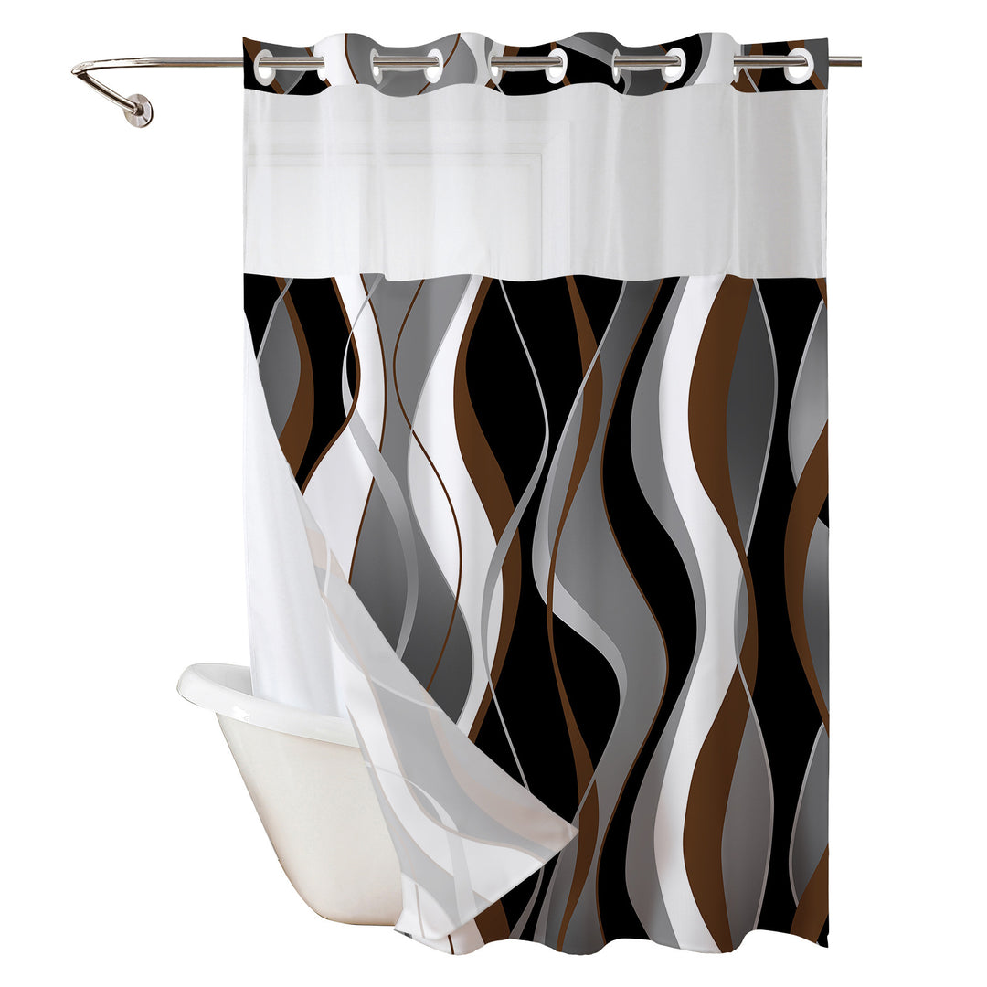 Modern Abstract Wave Pattern Shower Curtain Kalsten