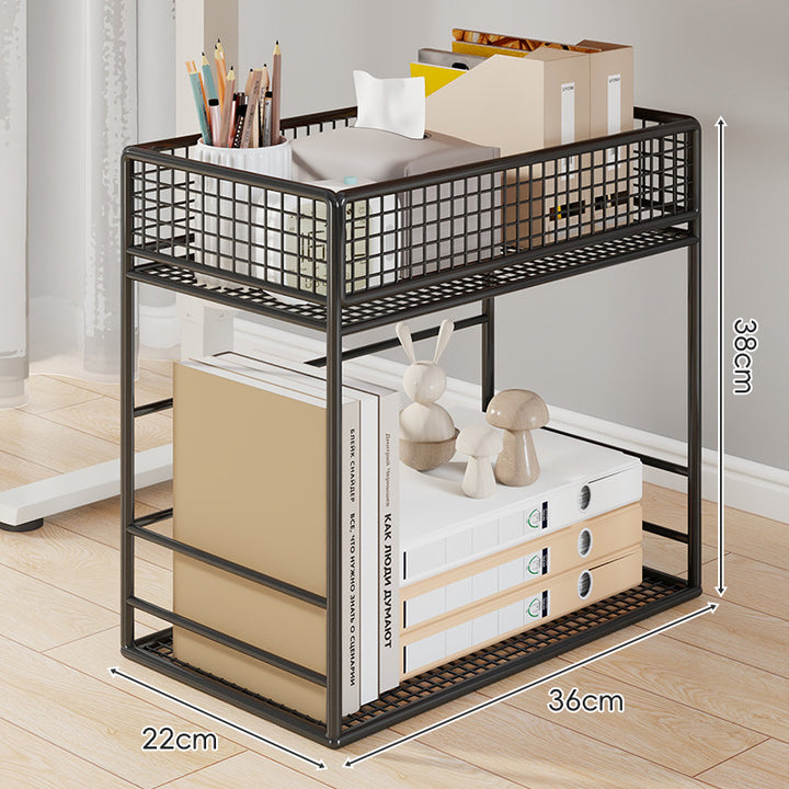 Compact Two-Tier Metal Mesh Desk Organizer Shelf