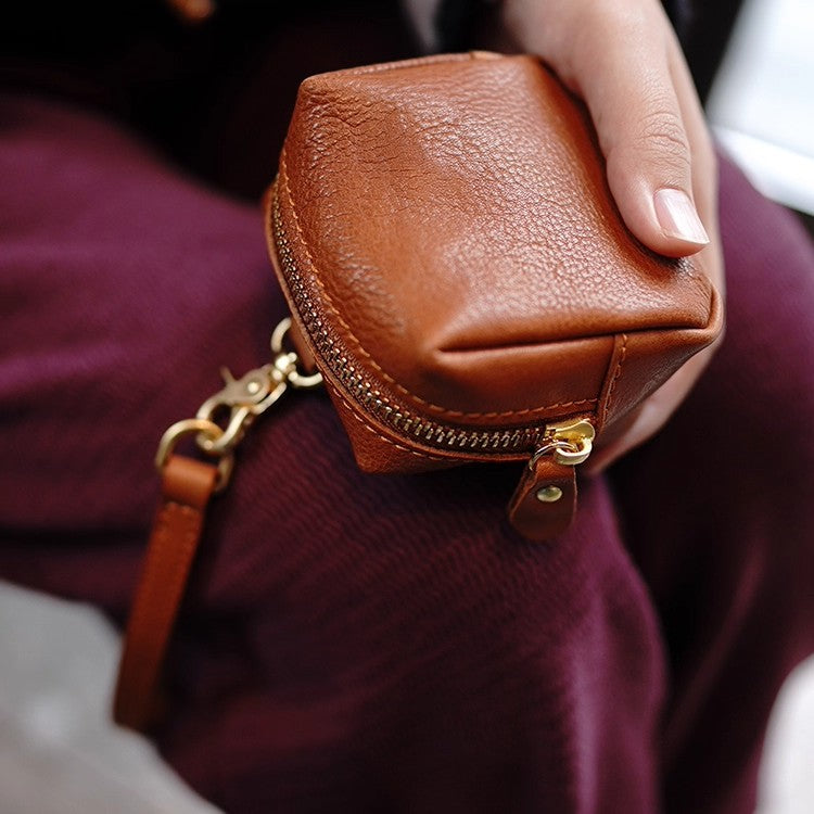 Compact Leather Coin Pouch