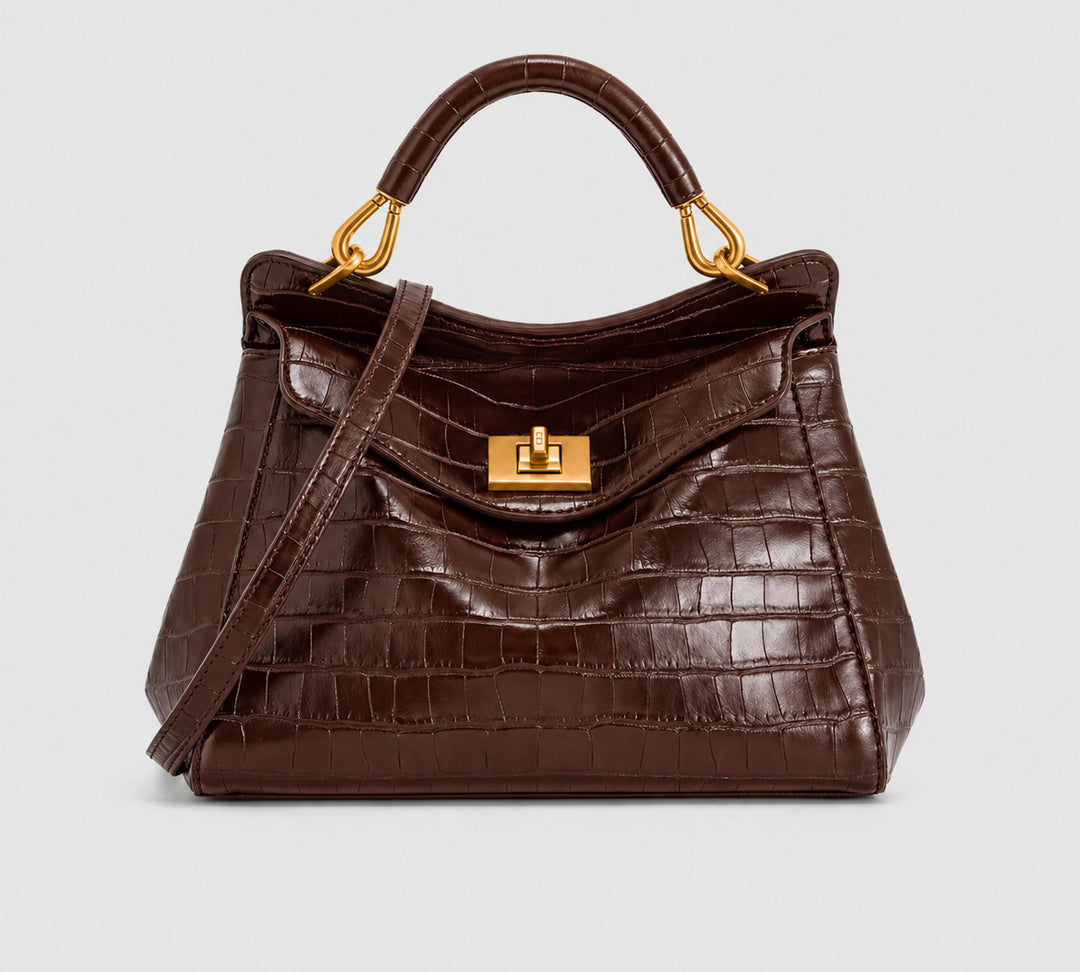 Classic Structured Crocodile Texture Handbag