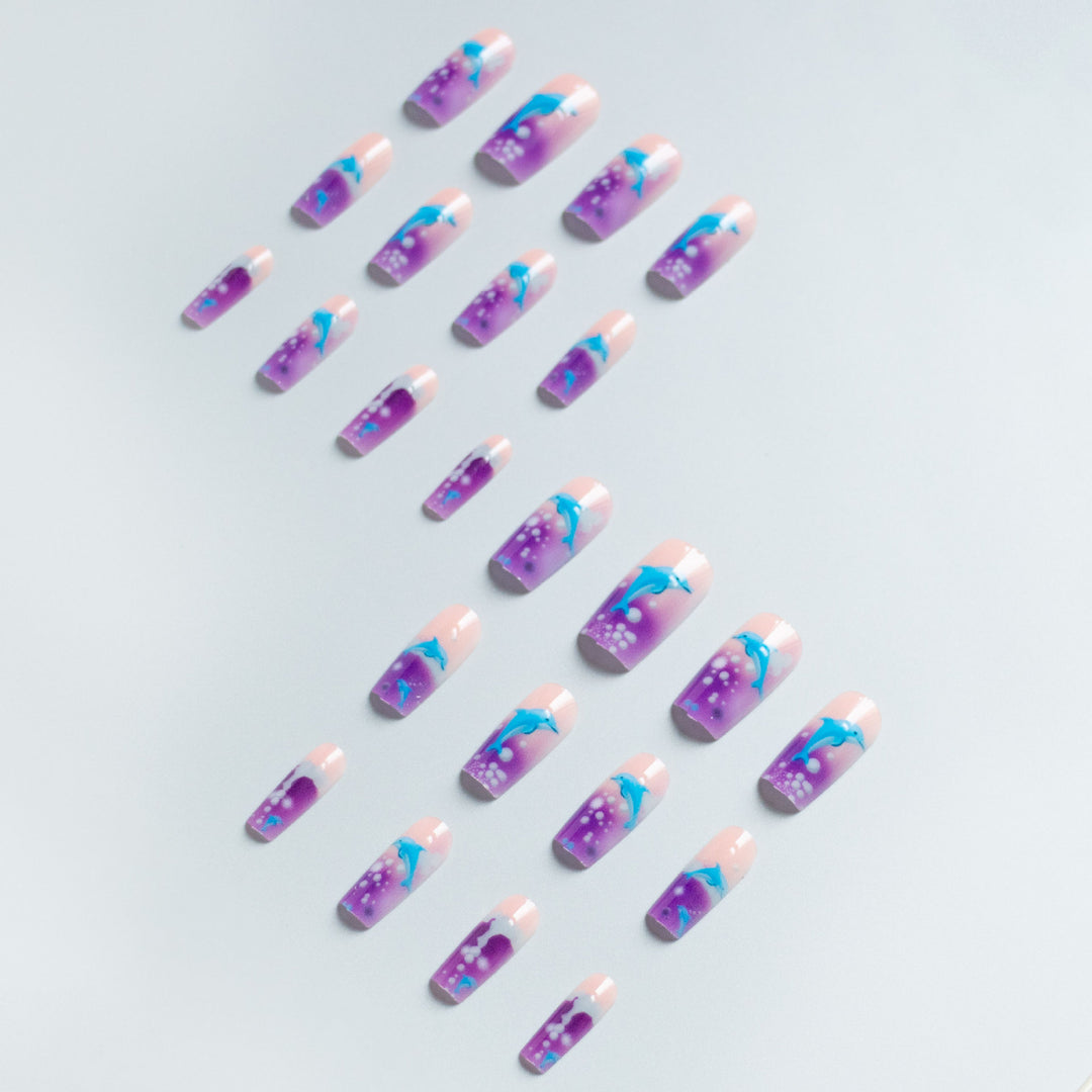 Dolphin-Themed Artistic Nail Art Set