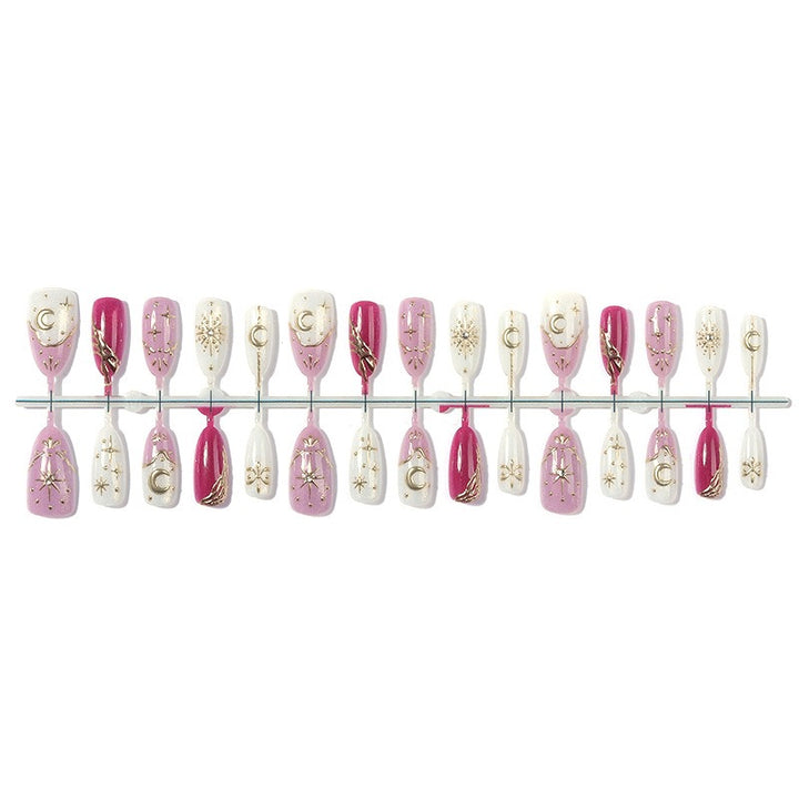 Artificial nail set with glamorous glitter and star accents Kalsten
