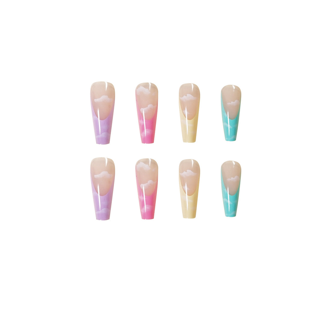 Artistic Acrylic Nails with Cloud Design Kalsten