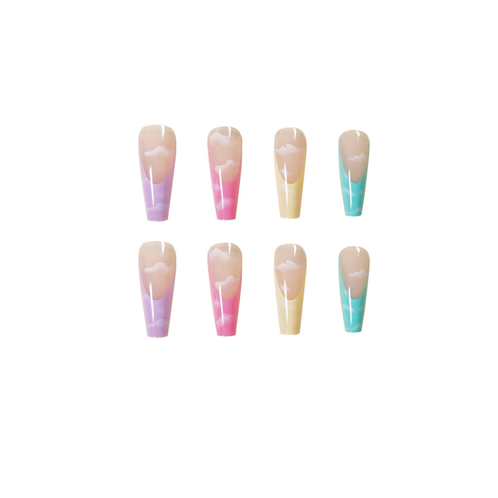 Artistic Acrylic Nails with Cloud Design Kalsten