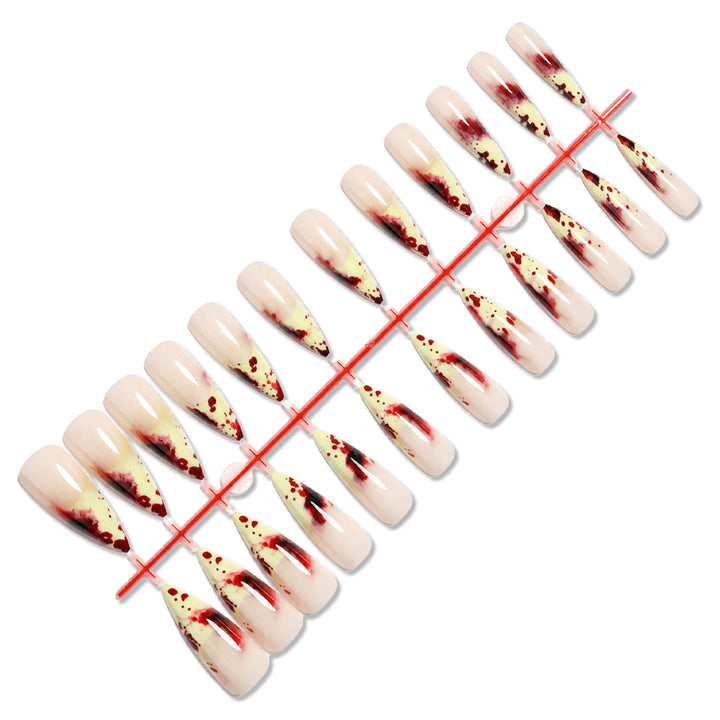 Artistic Stiletto Press-On Nail Set with Dripping Design kalsten