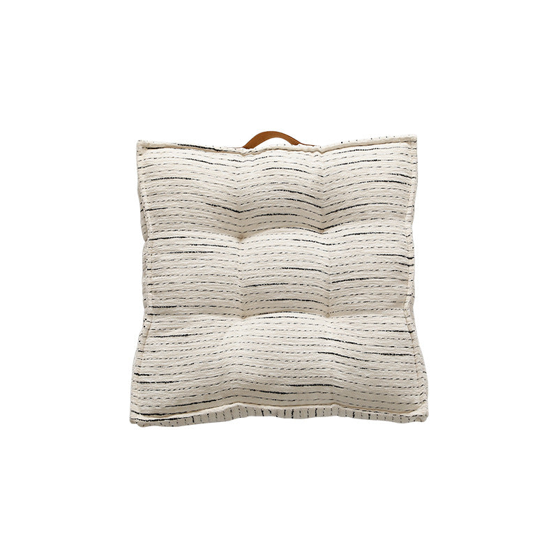 Padded square seat and floor cushion with quilted tufted padding and carrying handle Kalsten