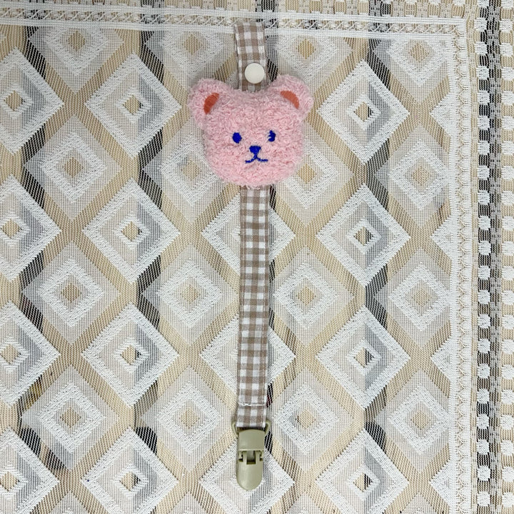 Floral Fabric Pacifier Clip with Gingham Cotton Strap