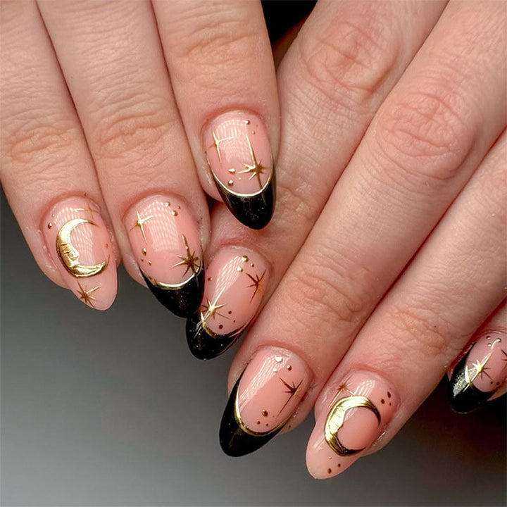 Elegant Gold-Tipped Stiletto Press-On Nails
