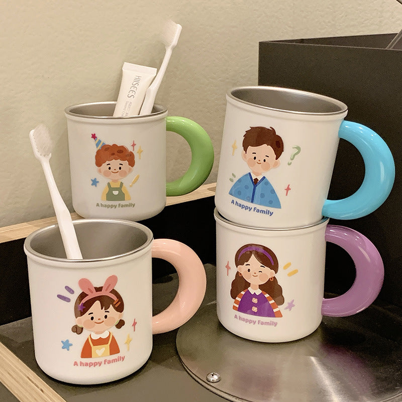 Stainless steel ceramic mug with cheerful family motif Kalsten